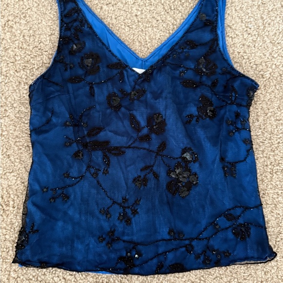 Blue Floral Embroidered Women's Top - Picture 1 of 6